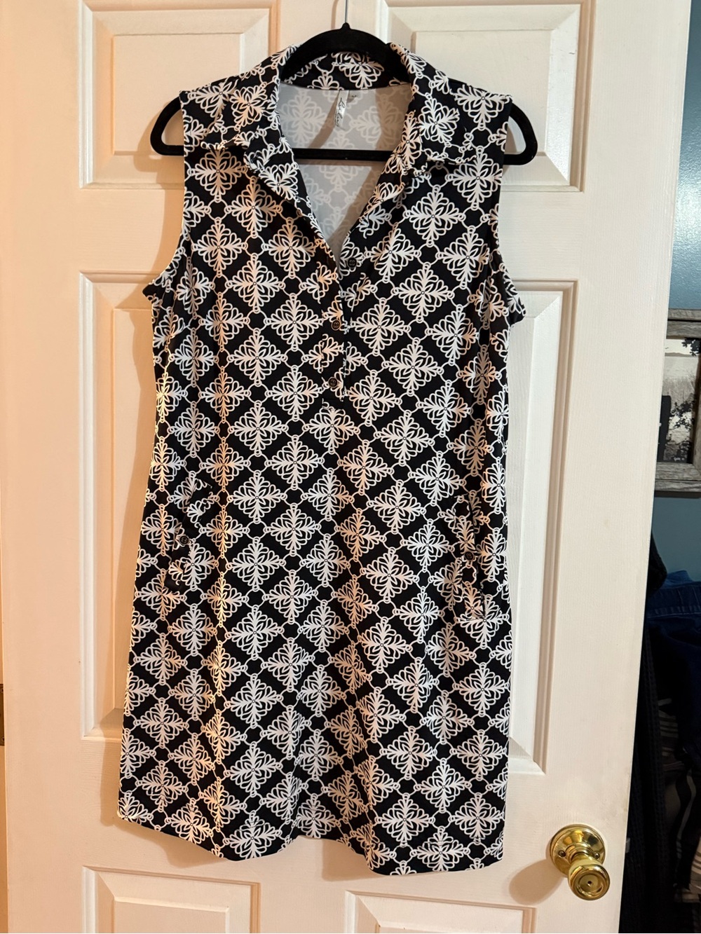 Lulu-B Black and White Sleeveless V-Neck Mini Dress